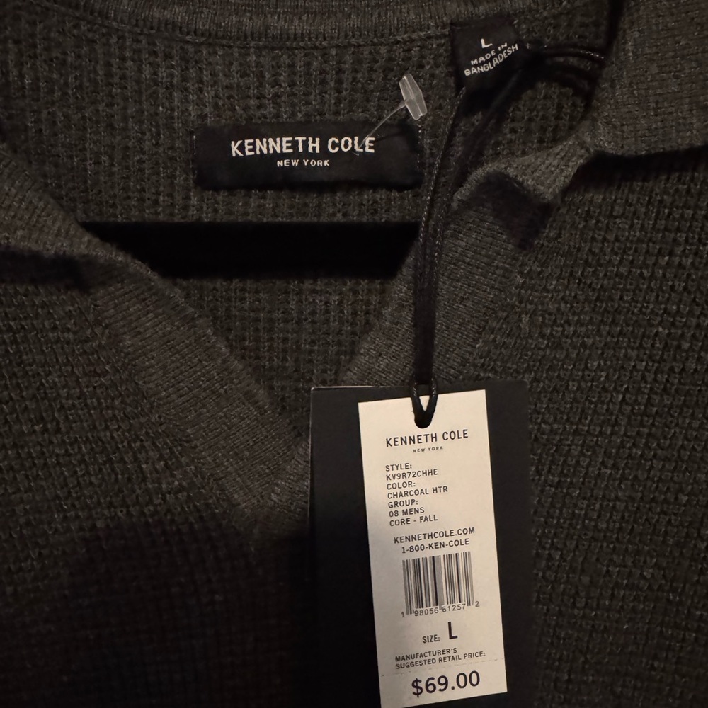 Kenneth Cole Dark Gray V-Neck Sweater